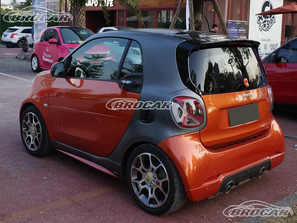 Für 2009-2020 Mercedes-Benz Smart Fortwo Forfour 453 BRABUS Hochwertiger ABS-Kunststoff Glänzend Schwarzer Spoiler Kofferraumflügel Heckspoiler