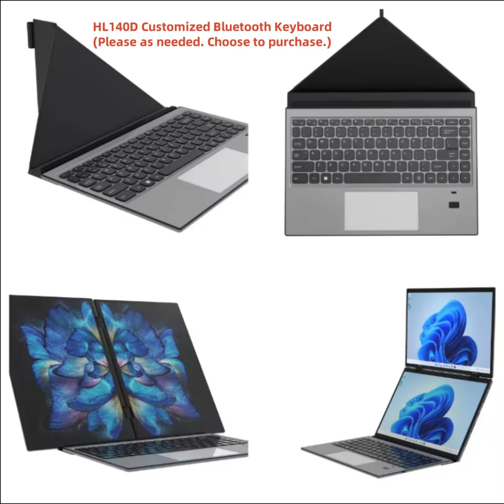 Dual Screen Laptop Intel N100 Processor 14“+14” touch Gaming Laptop DDR4 32GB 1TB 2TB SSD Notebook Computer