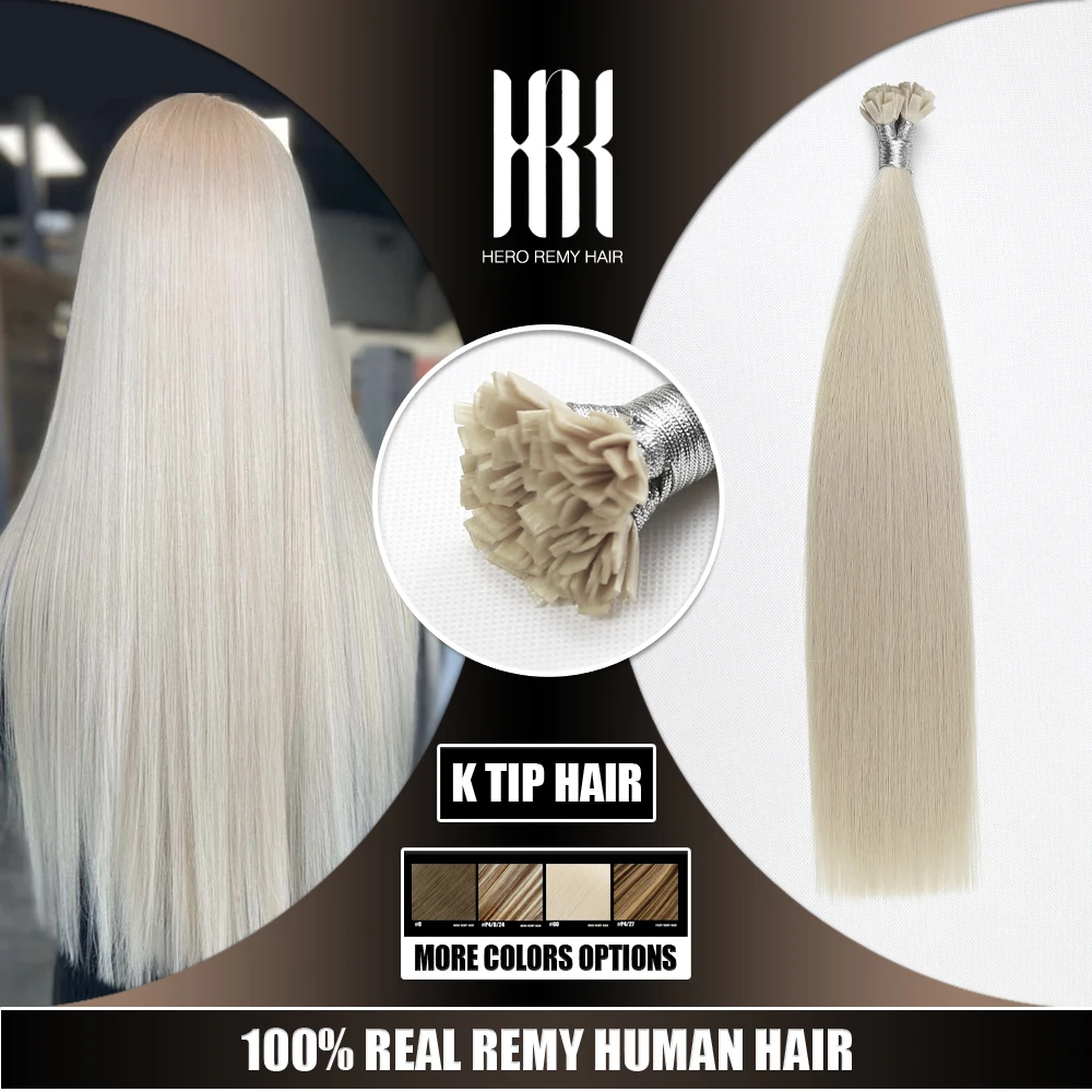 

Fusion Flat Keratin K Tip Remy Hair Extensions 100% Real Natural Human Hair Strands Capsules Straight 0.8g/Strand 14-22 Inch