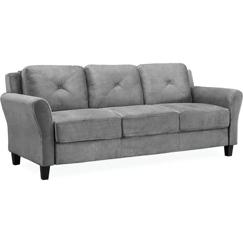 Polypropylene Sofa Bed, Chic and Minimalist Sofa Bed Plush Seat Cushions, Living Room Furniture Dark Gray Sofa Bed