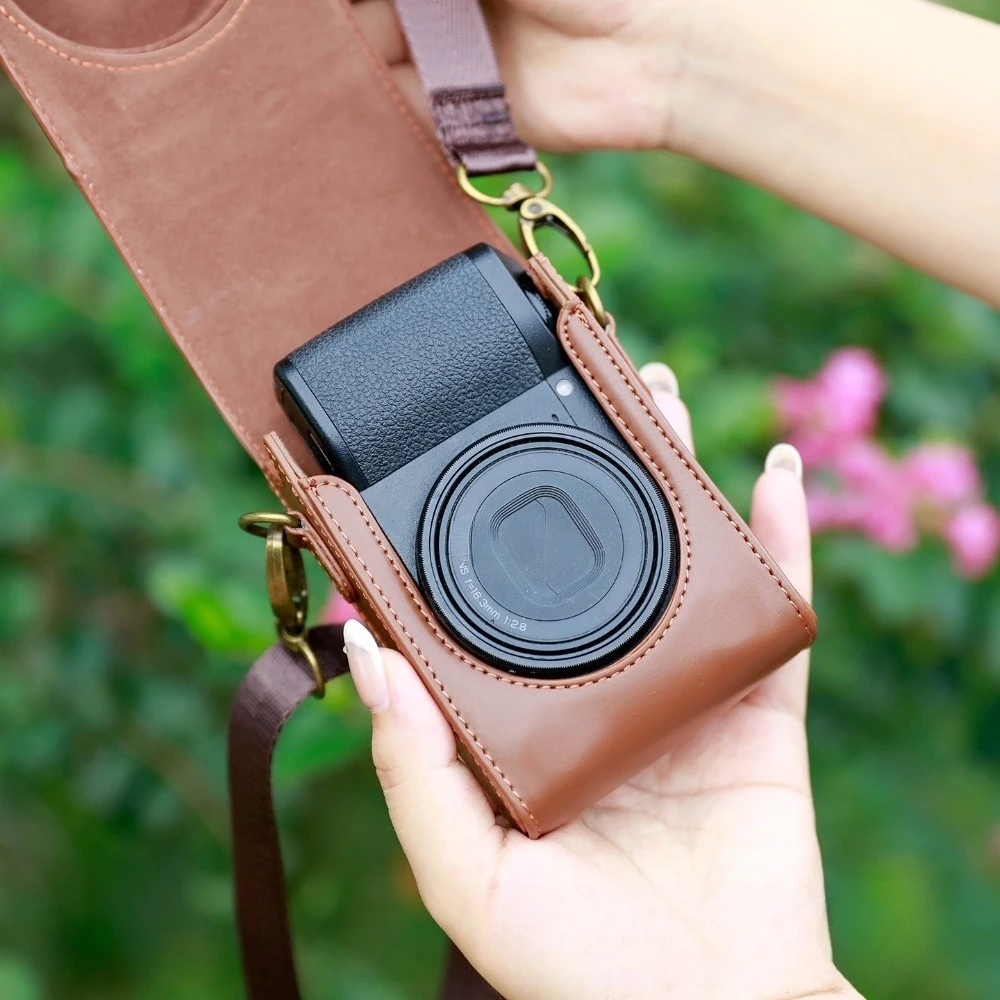 PU Leather Camera Case Bag  Camera Storage Bag Shoulder Strap Case For Ricoh GR GR2 GR3 GRIII GR II Generation Camera Case view 4