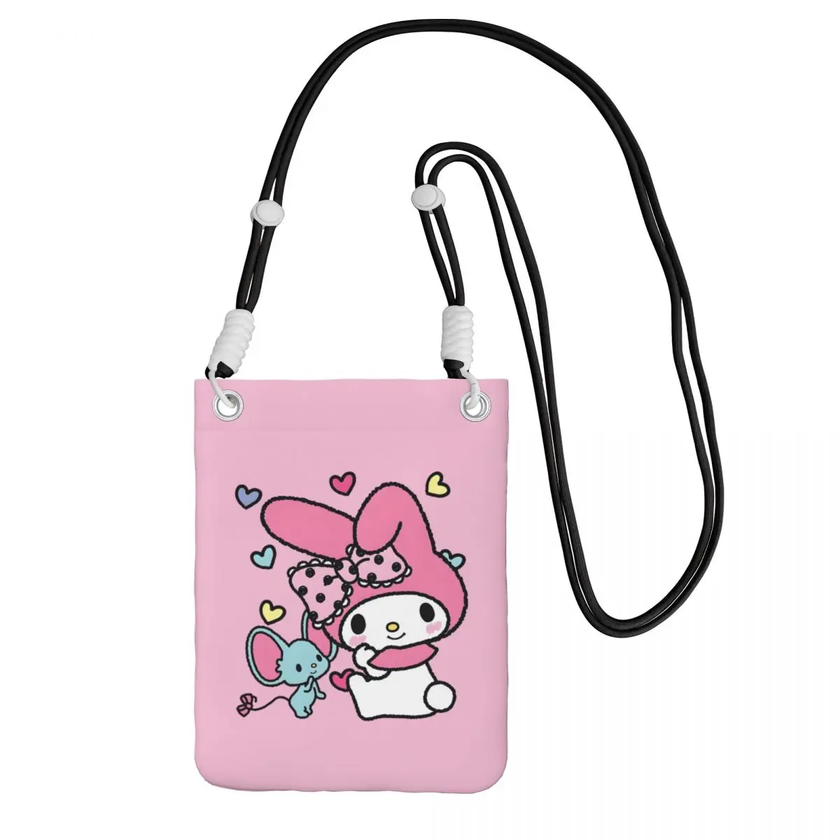 

Custom Fashion Melody Mobile Phone Bag Women Men Pink Rabbit Shoulder Crossbody Bag Amusement Park Detachable Shoulder Strap