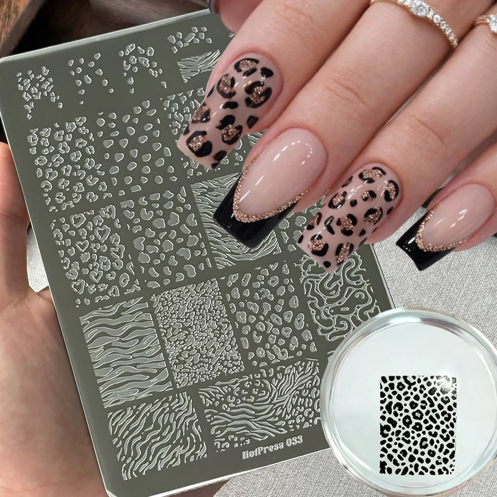 1 Blatt Wildes Leopardenmuster Nagelstempelplatte Edelstahl Zebra Marmor Textur Schablone Nagelvorlage Tier Maniküre Werkzeuge – Detail 1