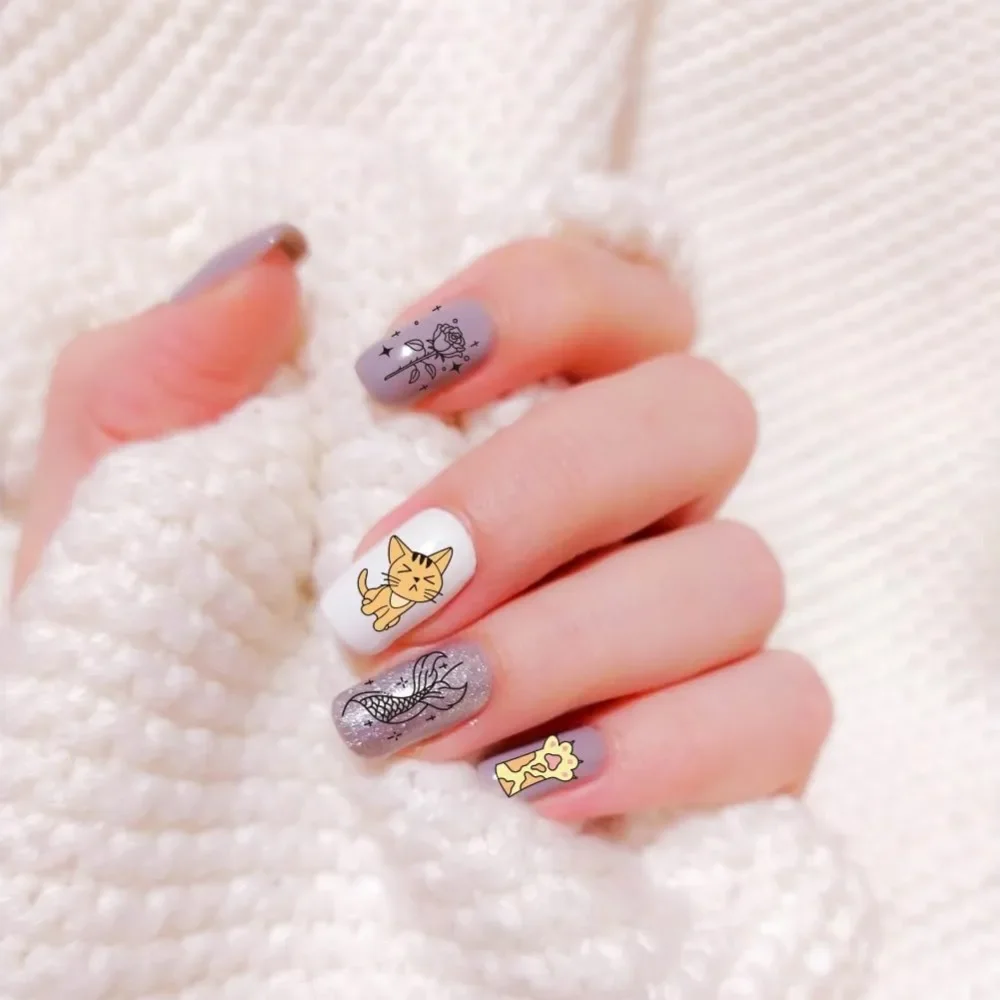 3pcs Nail Stamping Plate Animal Stamper Cartoon Stencils Tip Stamp Tool Print Nail Stencils Stainless Steel