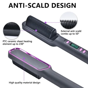 Peigne électrique chaud Brosse lissante multifonctionnelle pour cheveux raides Peigne aux ions négatifs Anti-brûlures Brosse à lisser 10 meilleurs lisseurs pour peignes à cheveux en vente - No 5