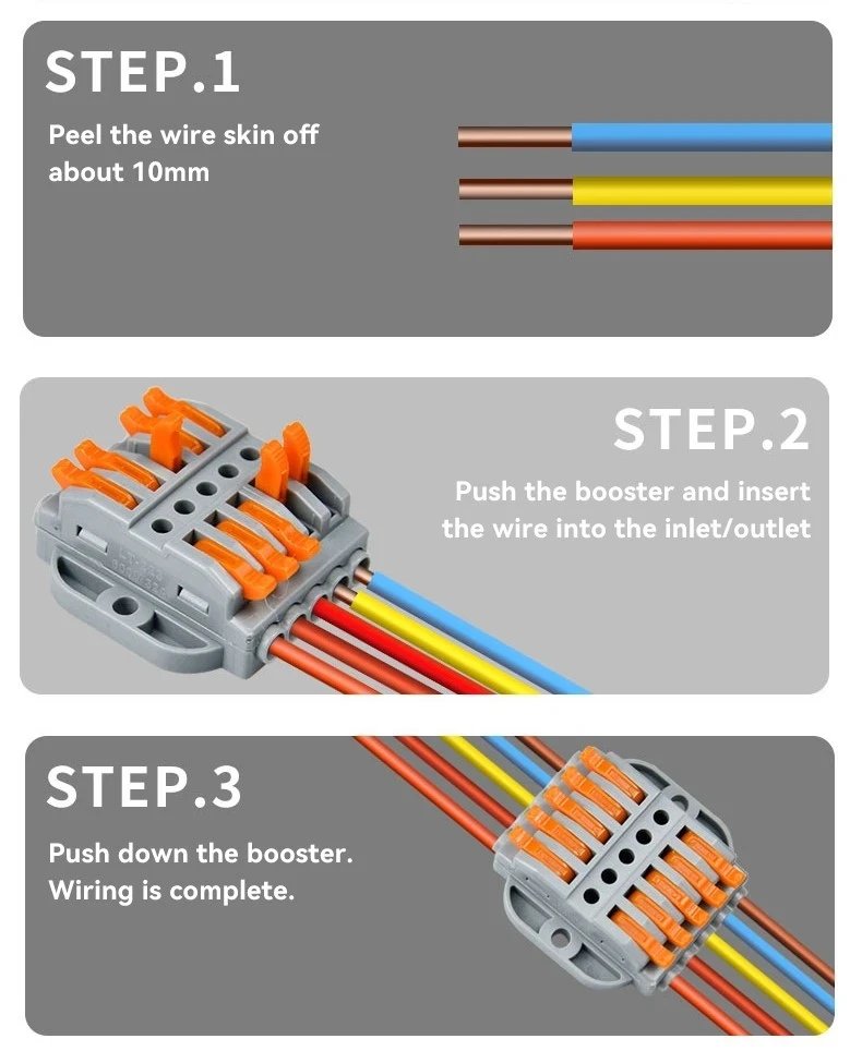 Mini Quick Wire Conectores, Universal Compact Household Wires, Splicing Push-in Bloco Terminal com Furo de Fixação, 1 Pc
