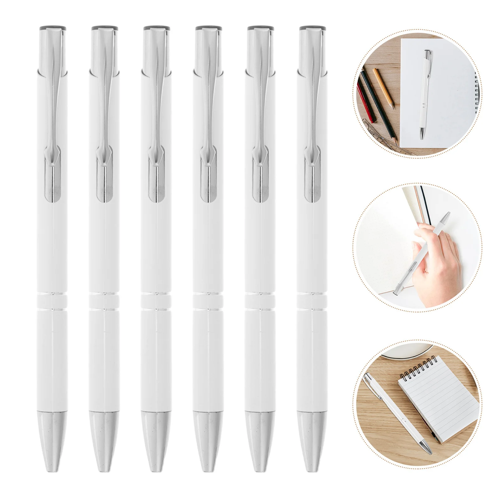

6pcs Metal Office Pen Retractable Fine Point For Office School Ballpoint Pens Fine Point Stationery Gift Writing Tool Pen
