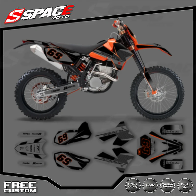 

SPACE Custom Motorcycle Graphics Background Decal for KTM 2005 2006 SXF 2006 2007 XCF 2005 2006 2007 EXC Decals Stickers Kits 08