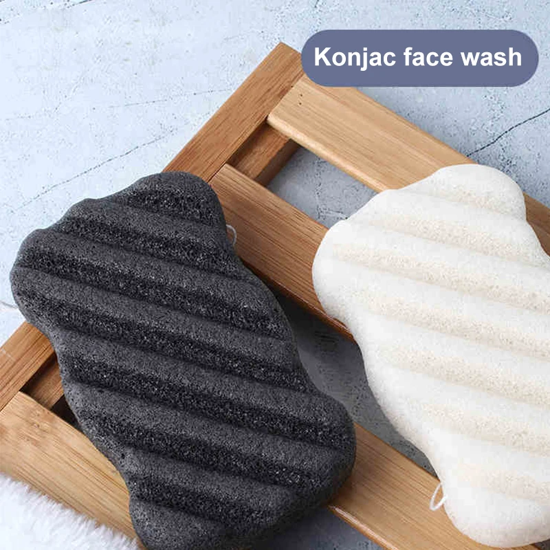 Brainbow Face Washing Sponge Konjac Wash Face Puff Large Foaming Deep Cleansing Horny Belt Lanyard Makeup Cleansing Puff