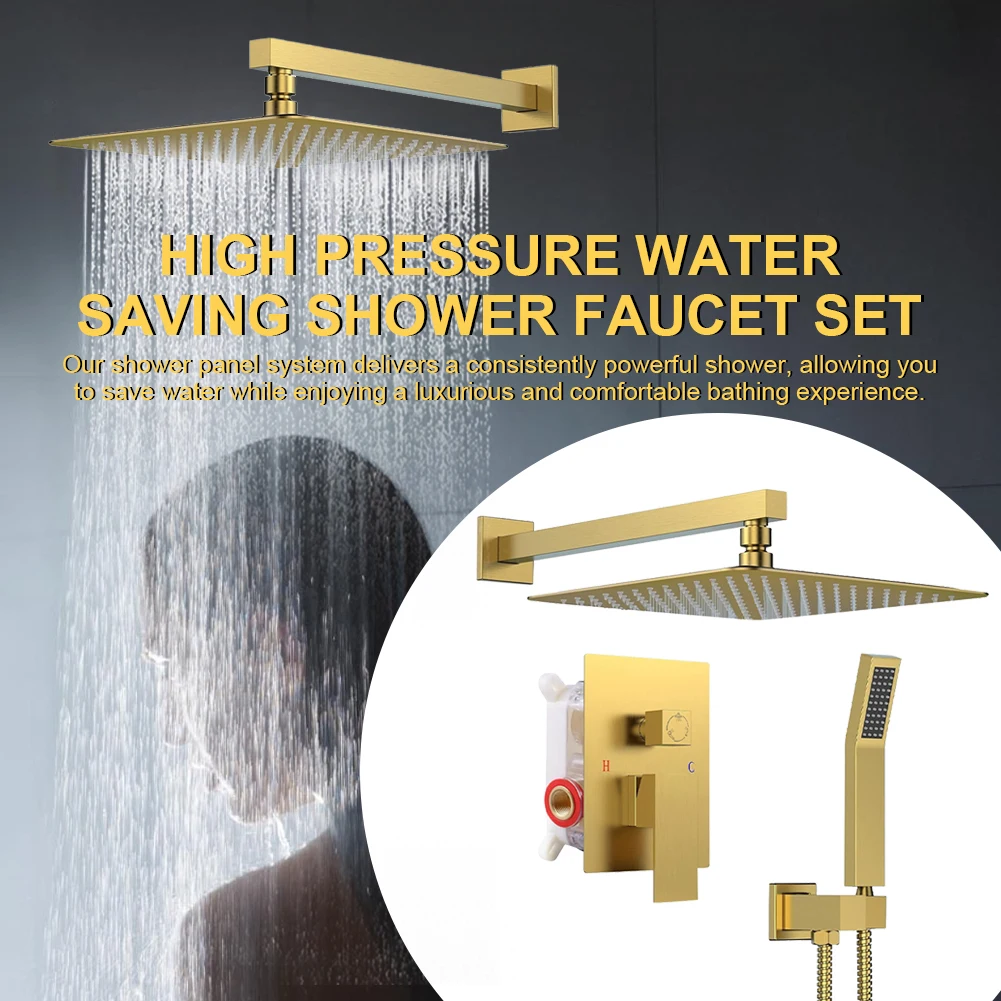 

10 Inch All-Copper Shower Head with Handshower Top Shower Head Square Shower Head for Home Bathroom Accessories