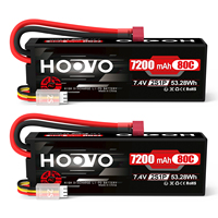 2pcs HOOVO 2S 7200mAh RC LiPo Battery 7.4V 80C Hardcase with T Plug for RC Car Helicopter Airplane Drone RC Hobby Models Parts