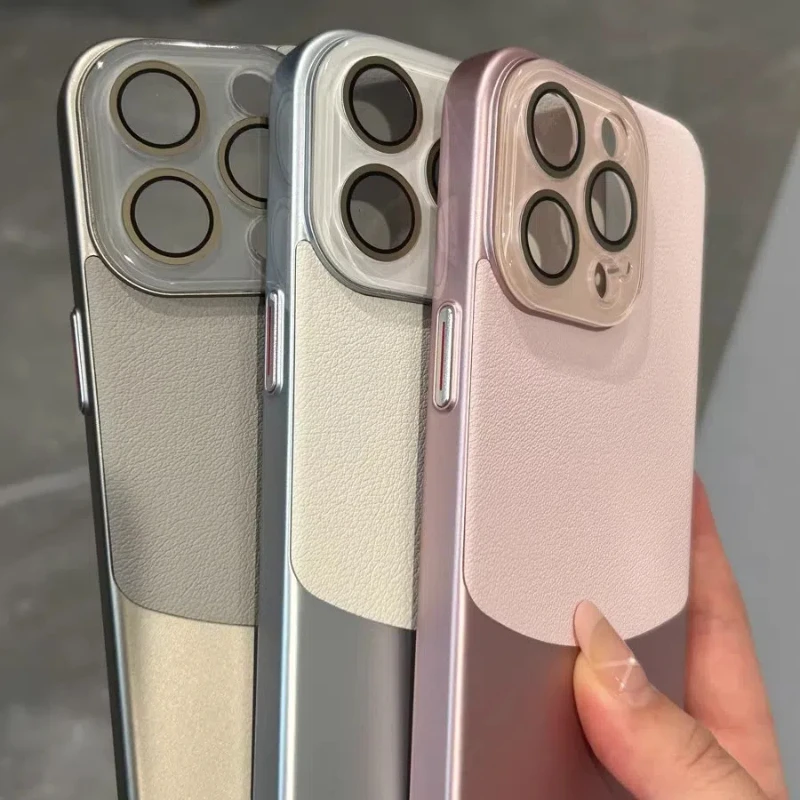

Light Luxury Leather Splicing High-end All Inclusive Drop Phone Case Suitable IPhone16pro 15 14 13 12 11 Pro Max Anti-wear Anti