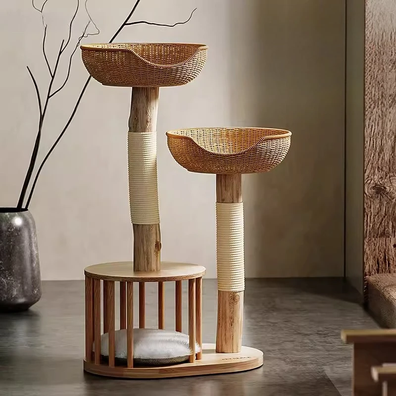 

Solid wood small rattan cat climbing frame, cat nest tree small apartment does not occupy scratching board trunk