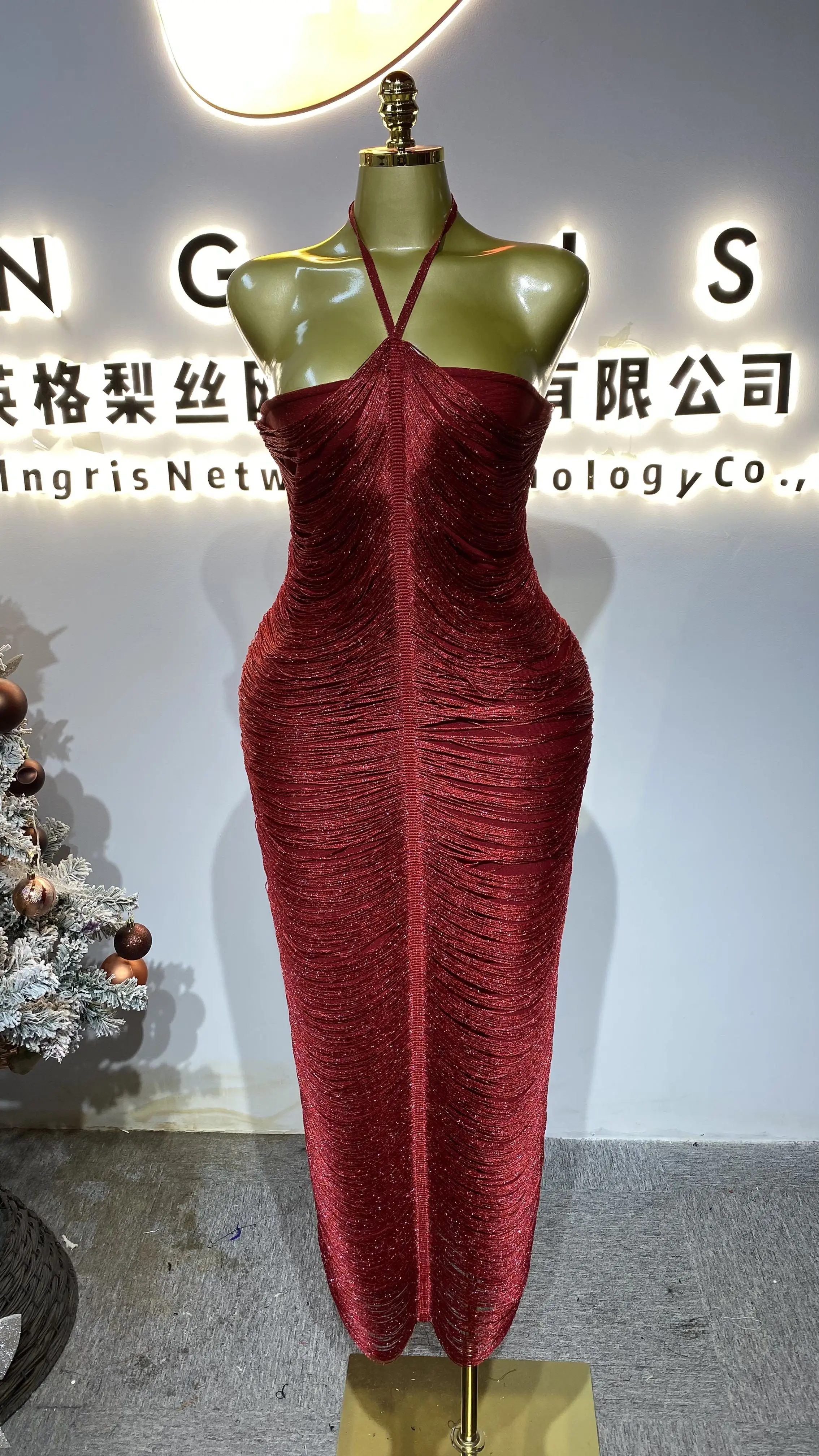 فستان ماكسي أنيق بدون ظهر، فستان سهرة نسائي أنيق.-GZXX319 #1