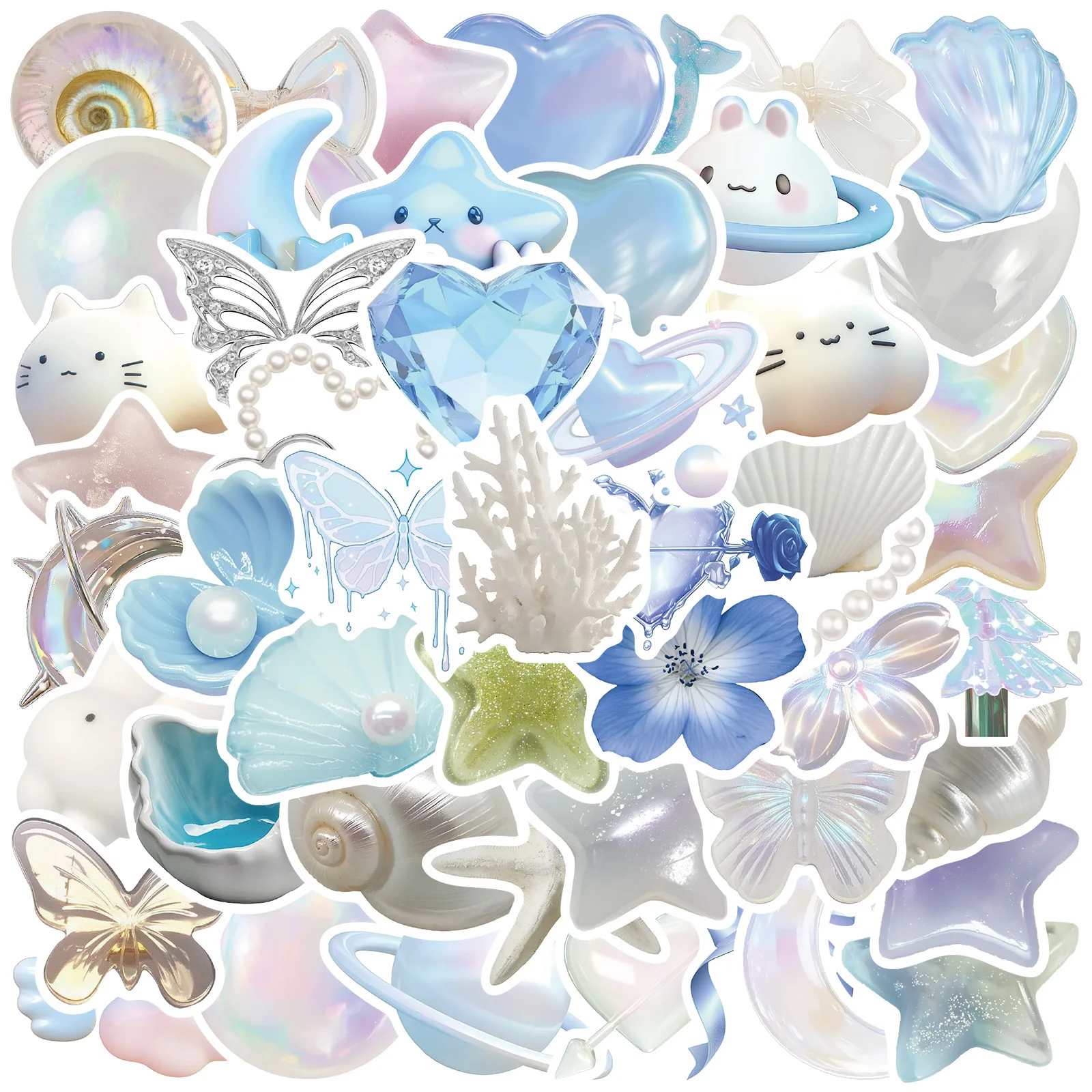 

10/50PCS Dreamy Blue INS Style Graffiti Stickers DIY Water Cup Skateboard Cell Phone Case Pencil Case Waterproof Decal Kids Toy