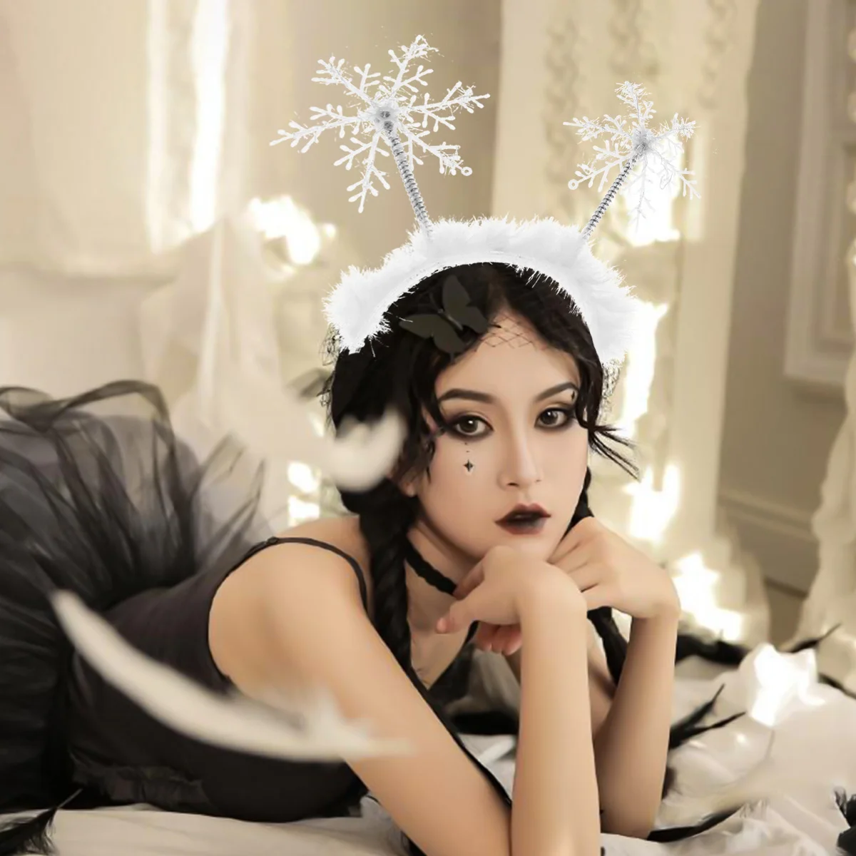 

1pc Christmas Hairband Headband Party Snowflake Hairband Costume Accessory For Women Cosplay Hair Hoop Masquerade
