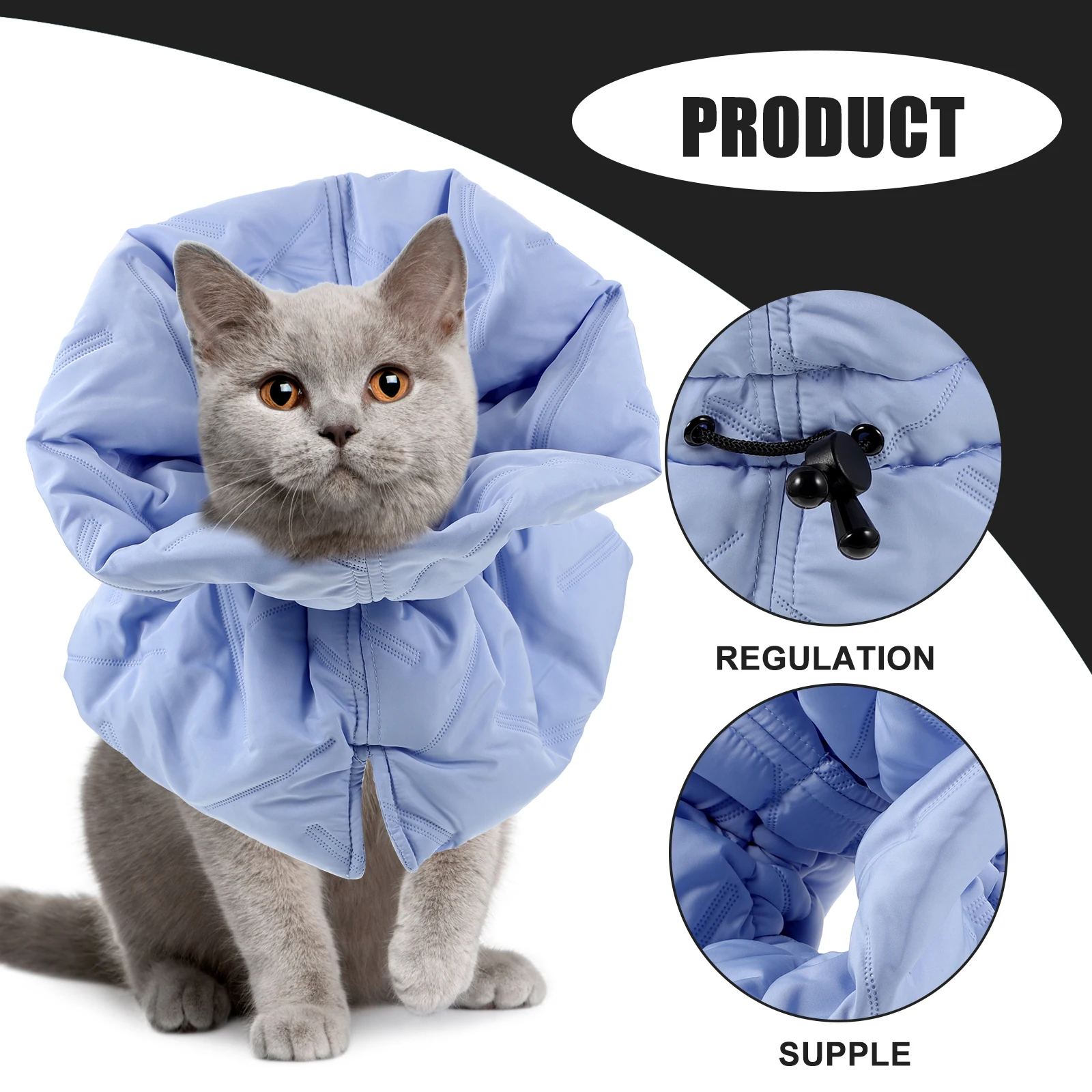 

1pcs Cat Cone Collar Adjustable Soft Pet Neck Circle For Cats Anti-Licking Post-Surgery Recovery Donut Collar Pet Supplies