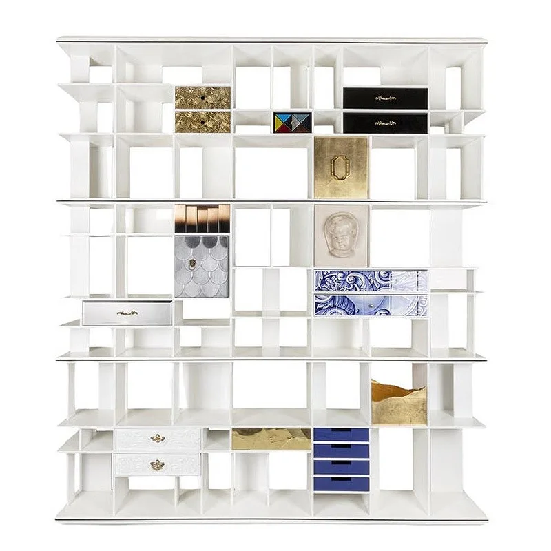 

Bookshelf villa living room floor-to-ceiling solid wood multi-layer storage rack