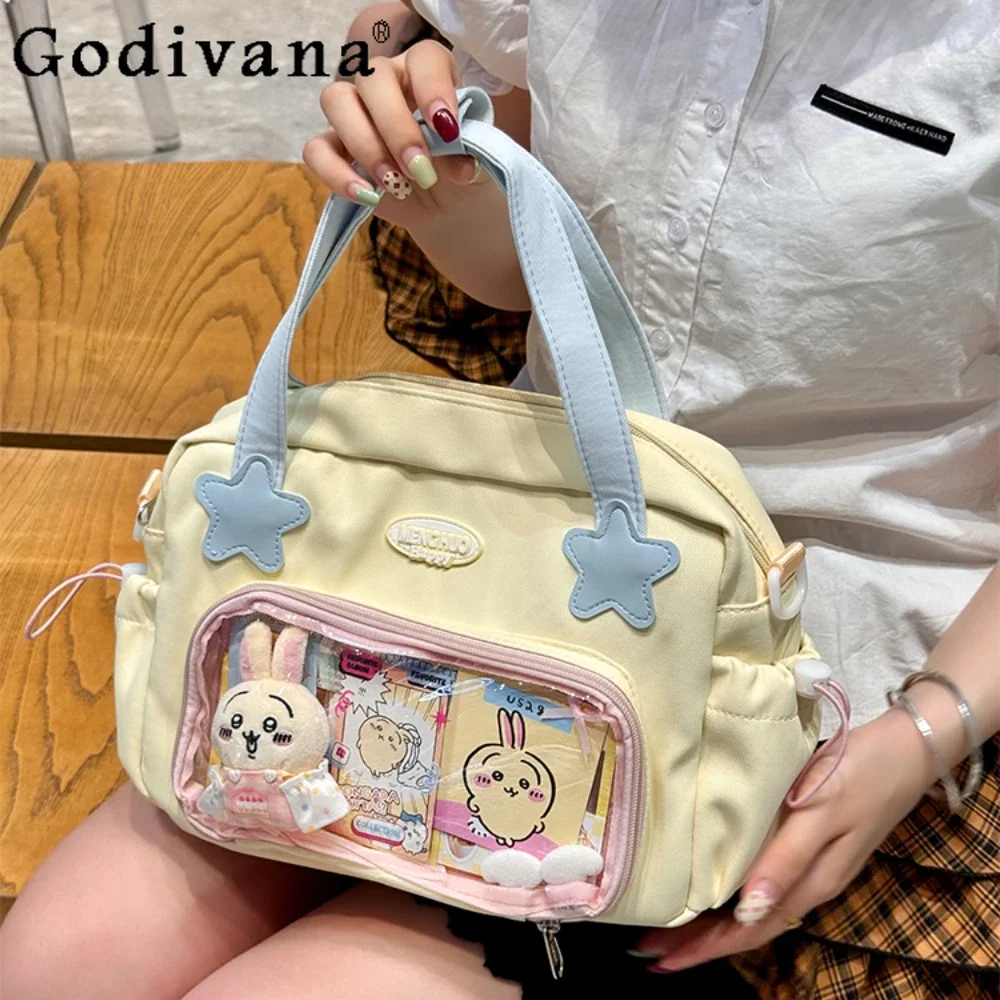 

Sweet Cute Transparent Itabag Women Handbags Casual Black Backpack Students Schoolbag Shoulder Bag Bolso