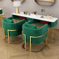 GY Nordic Marble Manicure Table Chair Set Professional Manicure Table Modern Single Double Luxury Nail Table Salon Furniture