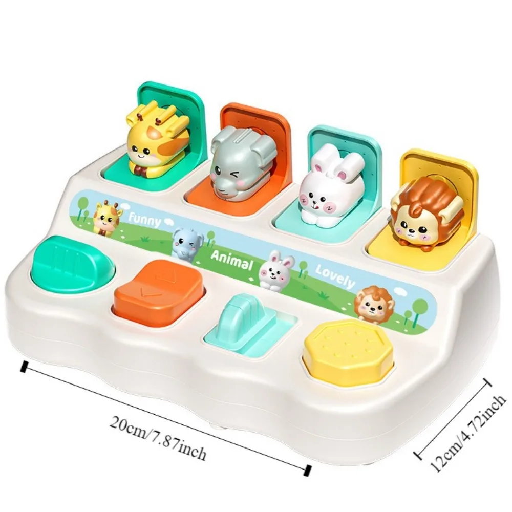 Montessori Peekaboo Switch Box Pulsante Giocattolo Giocattolo sensoriale animale colorato ABS Giraffa Scatola giocattolo animale interattiva