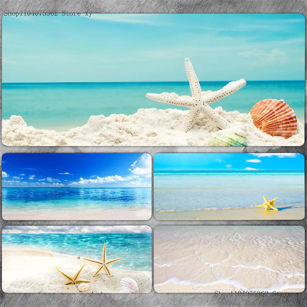 Blue Sky Beach Shells Mousepad Large Keyboard Desk Mat Gaming Mouse Pad LockEdge Non-slip Mat