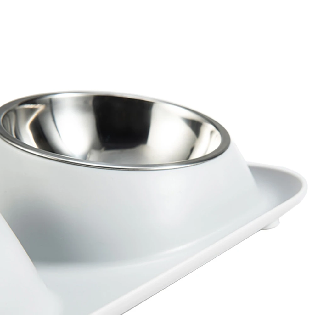 Double Cat Dog Bowl Stainless Steel Cat Food Container Non-slip Base Pet Water Feeder Tilt Safeguard Neck Puppy Cats Bowls