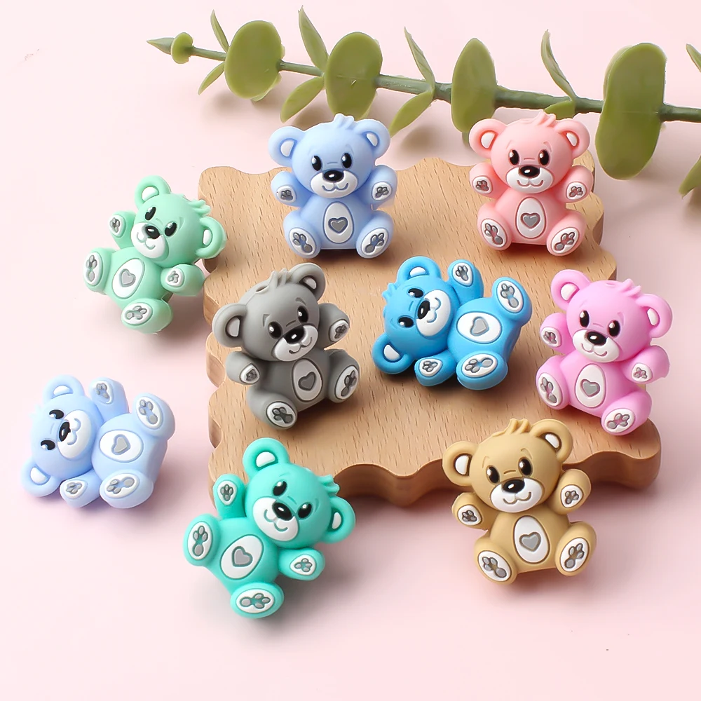 3D Bear Silicone Beads for DIY Keychains and Crafts