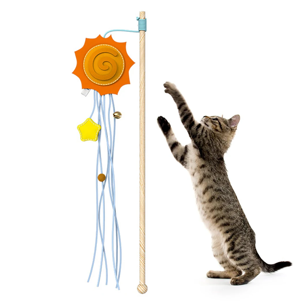 Cat Wand Toy Tassel Funny Catnip Wood Cat Teaser Toy Kitten Play Toy With Bell Kitten Stick Playing Teaser Wand Toy Pet Supplies