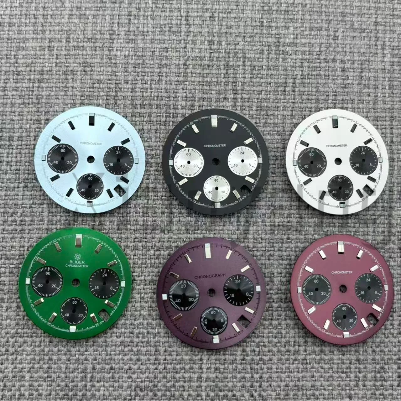 30mm Dark Blue/Gray/Light Blue/Black/Silver White/Purple Watch Dial With Green Luminous Fit VK63 Quarzt Movement Watch Accessory