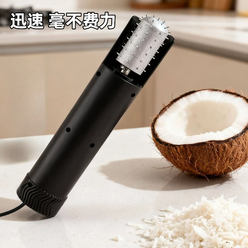 Electric Coconut Meat Grater Scraper for Home Use, Splash-Proof Coconut Meat Remover Tool, Coconut Shredder