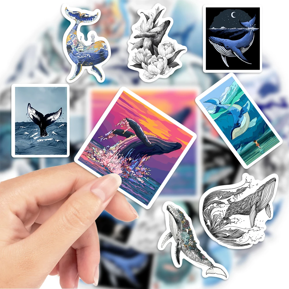 Aesthetic Whale Stickers Watercolor Ocean Art DIY Kids Toys Gift Decorative Decal for Scrapbook Laptop Phone Luggage Waterproof - Image 3