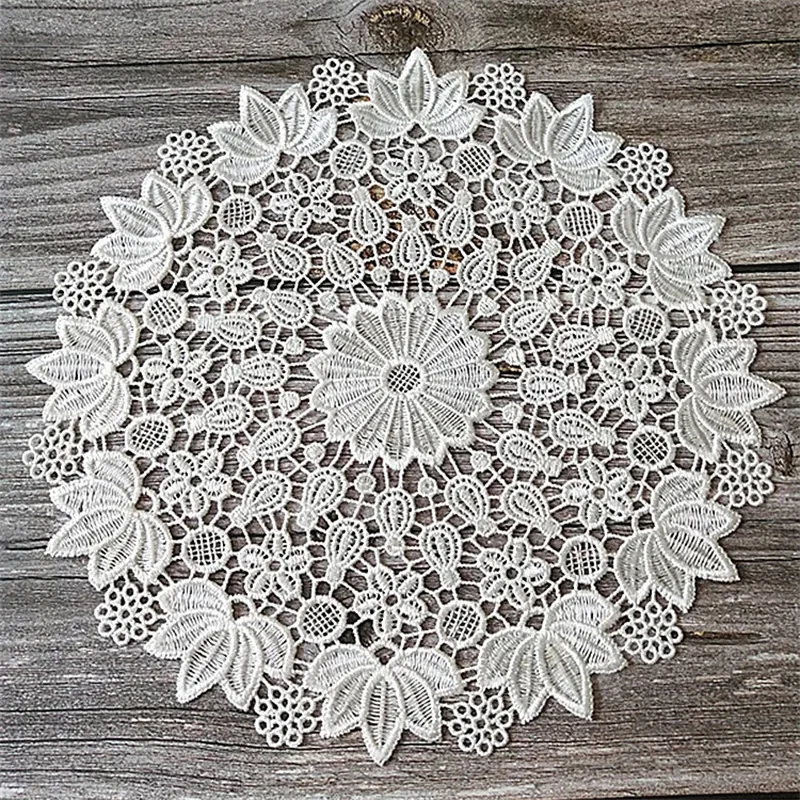 Delicate Table Placemat Napkins Round Mat Pad Christmas Lace Doilies Hollow Embroidery Flowers Coasters Banquet Wedding Decor