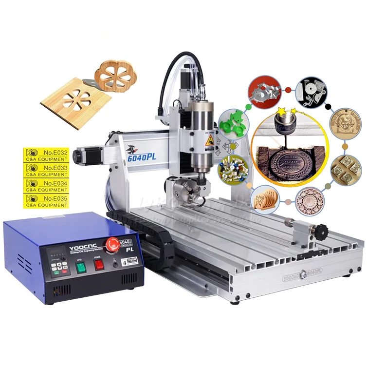 Linear Guide LY 6040PL CNC Router Engraving Cutting Machine 2200W Spindle ER20 Collet DIY Wood Carving 3/4 Axis Flume Water Tank