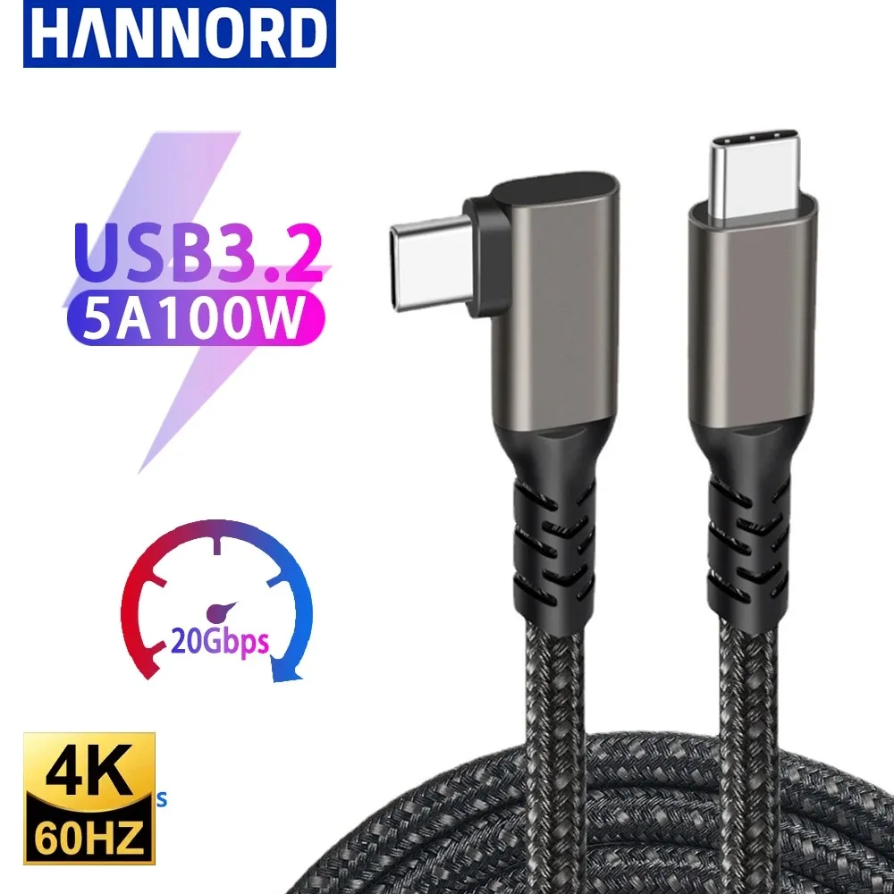 KLWUSB C 3.2 Gen 2 Type C to USB C Cable 20Gbps 4K@60HZ Video VR Data Cable 5A 100W PD Fast Charging For Laptop Macbook Pro iPad