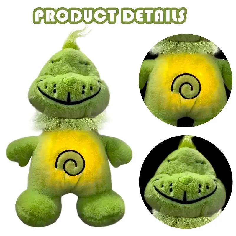 Jouet en peluche vert Shaggy Anime Kawaii, compagnon respiratoire, poupée kawaii, ventre brillant, Animal en peluche, périphérique, cadeau de vacances pour enfants;'
