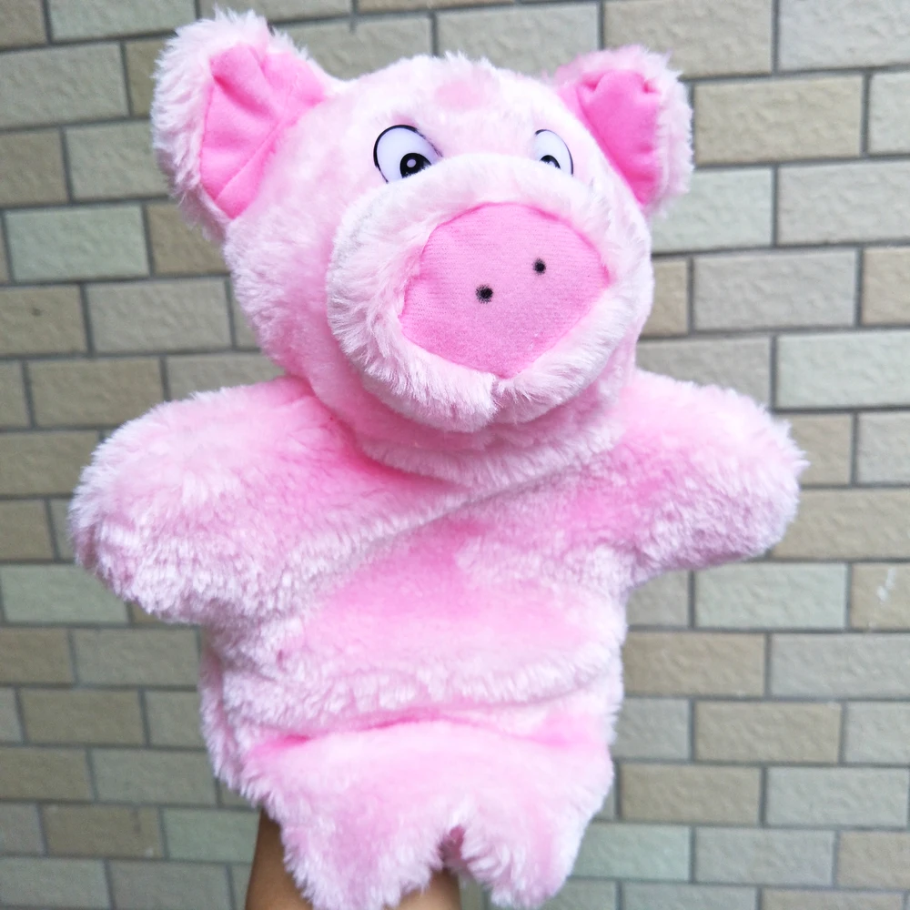 roze varken handpop kinderen baby knuffel