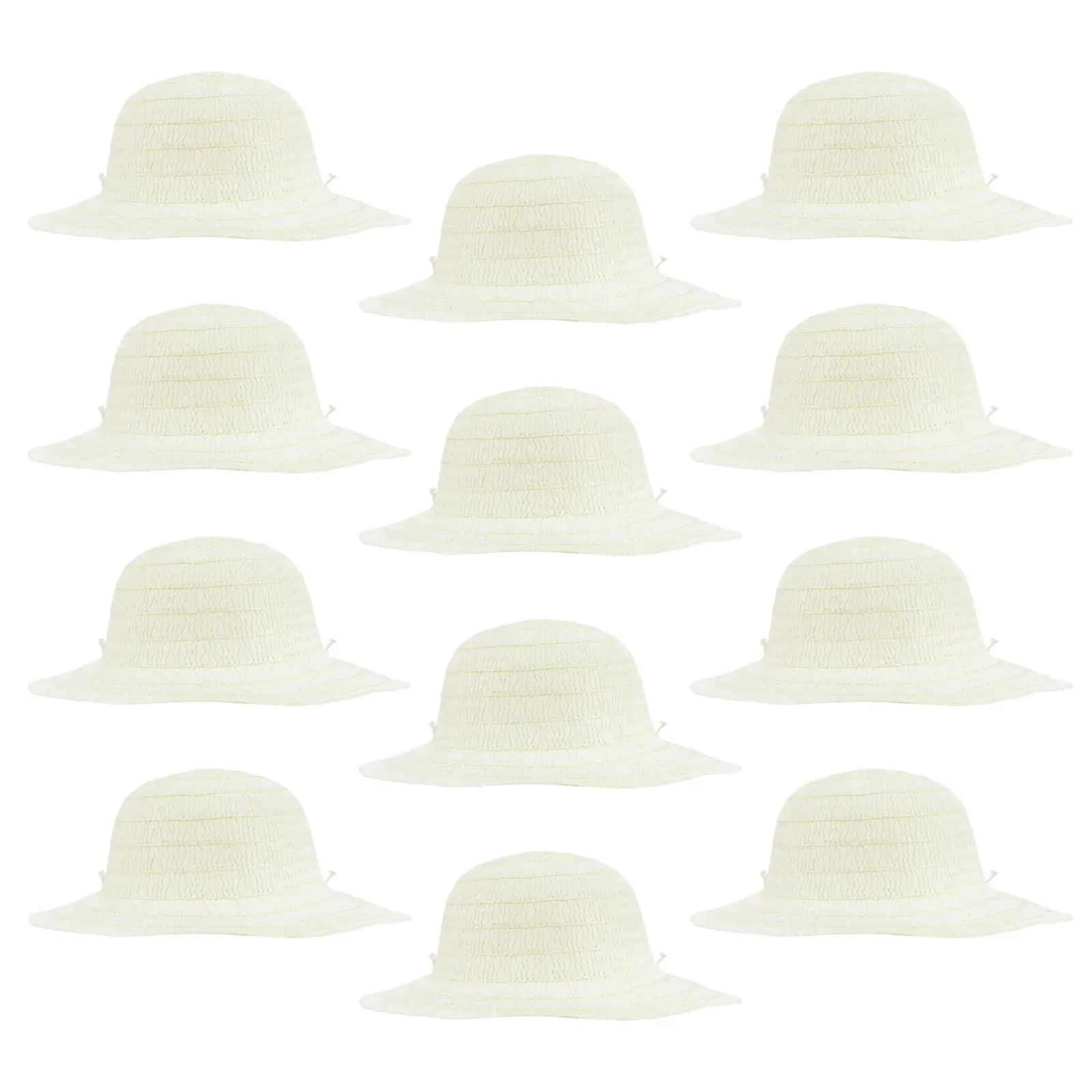 12Pcs Blank Straw Hats for Kids Creative DIY Farmer Caps Lightweight Breathable Sun Hats Hand Painted Beach Costume