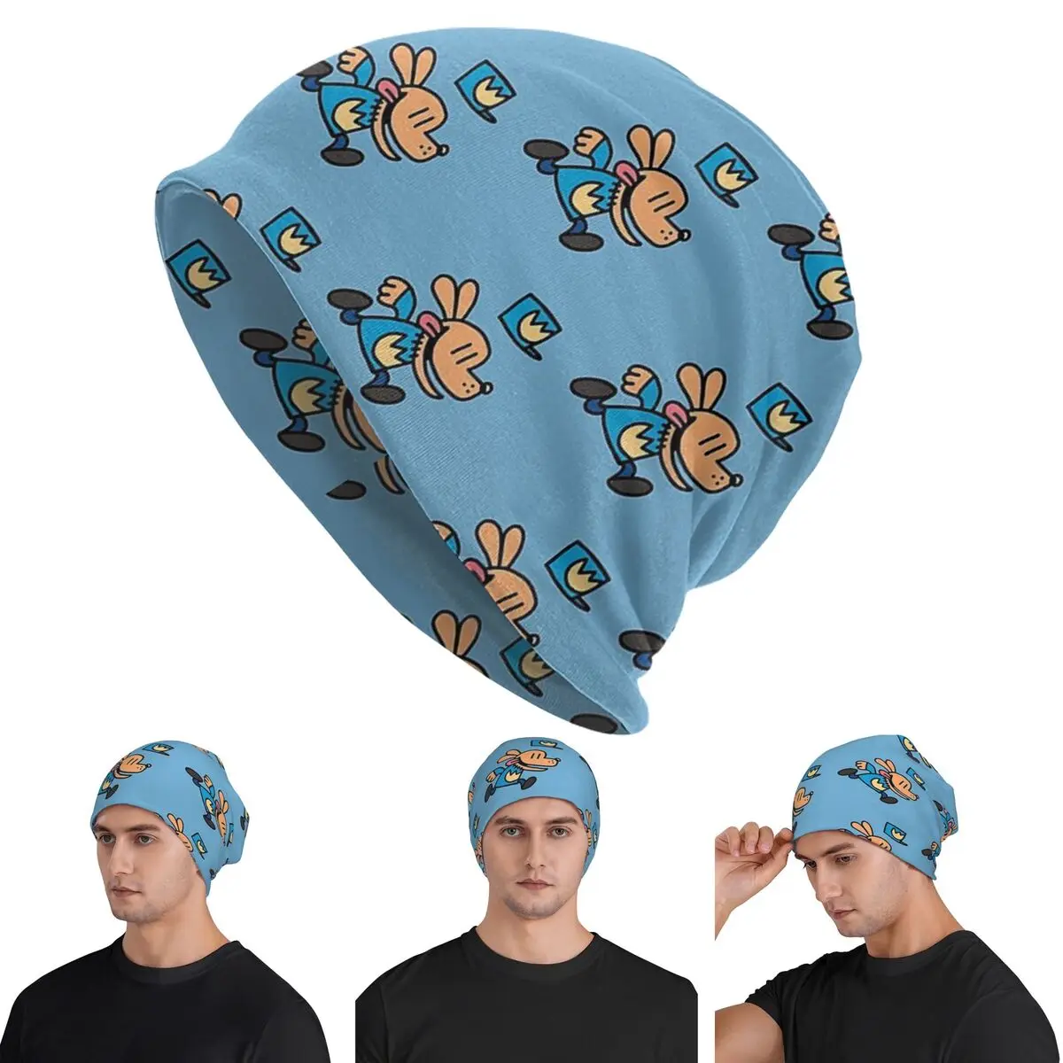 

Officer Dog Man Running Fan Art Skullies Beanies Hats Warm Autumn Winter Outdoor Cap Knitted Bonnet Caps for Unisex Adult