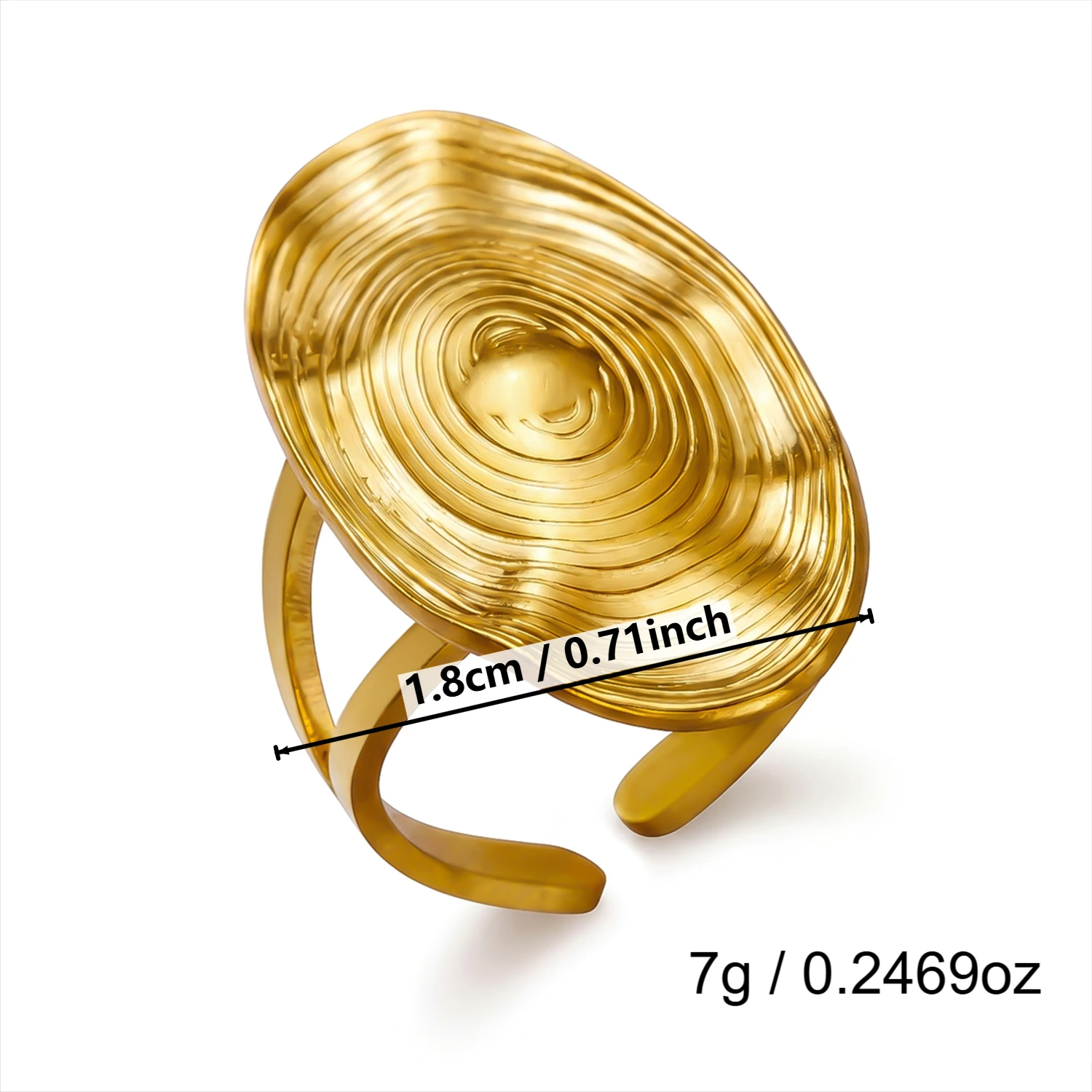 Gmai Geometrischer PVD-beschichteter Edelstahl-Ringset für Damen, Übertriebene Unregelmäßige Manschettenringe, Statement-Partyschmuck, Geschenk – Detail 10