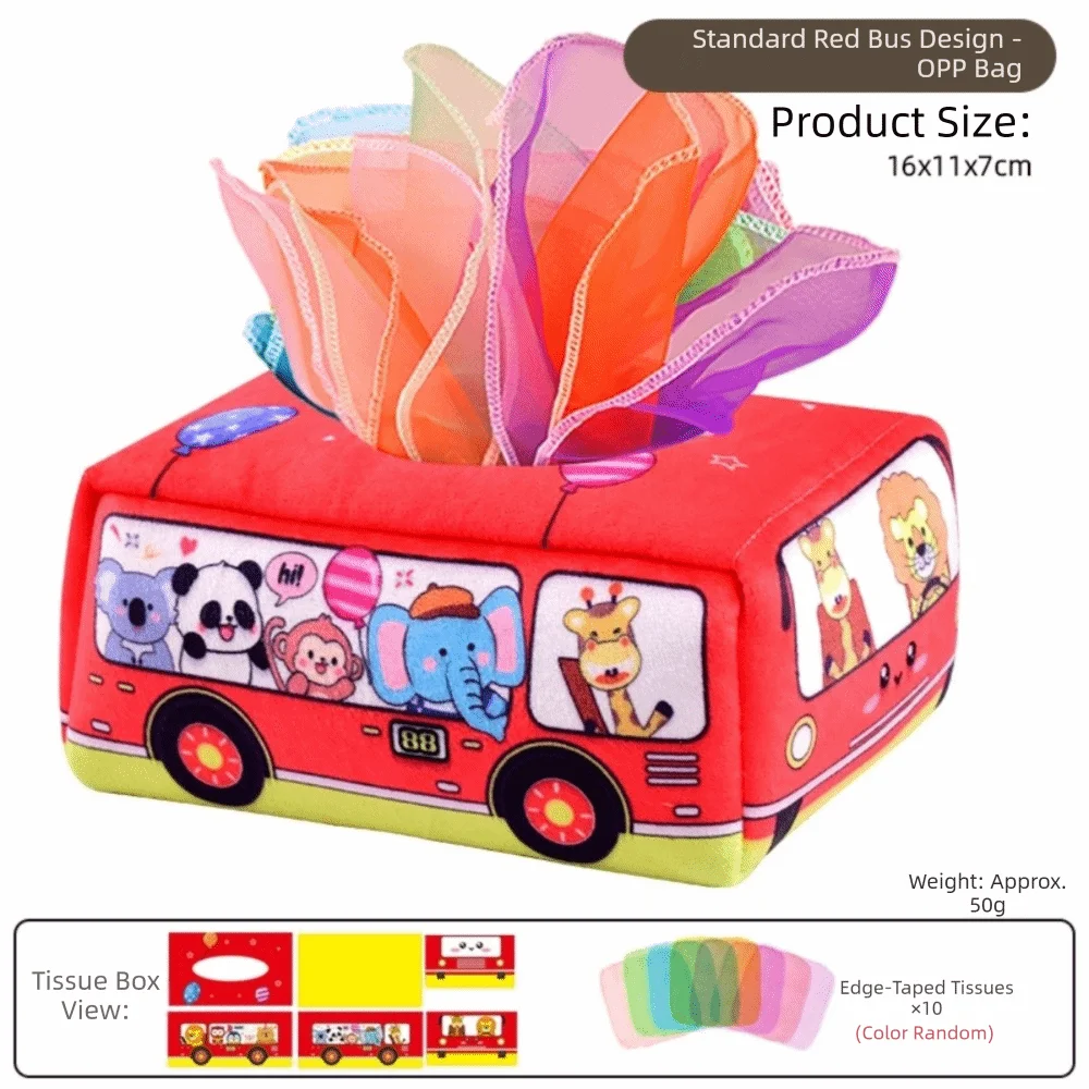 Educational Baby Montessori Boxes Interactive Skills Training Tissue Box Toys Crinkle Cloth Soft Infant Pull Along Baby Game