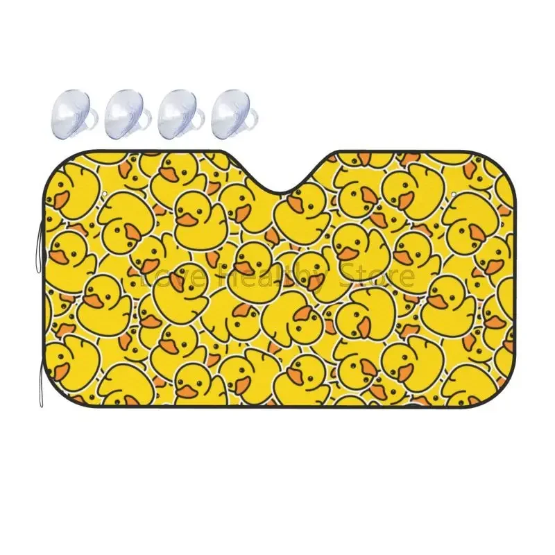 

Rubber Ducky Car Windshield Sunsha Yellow Cartoon Ducks Front Window Sun Visor Protector Foldable Shield Cover for Car SUV