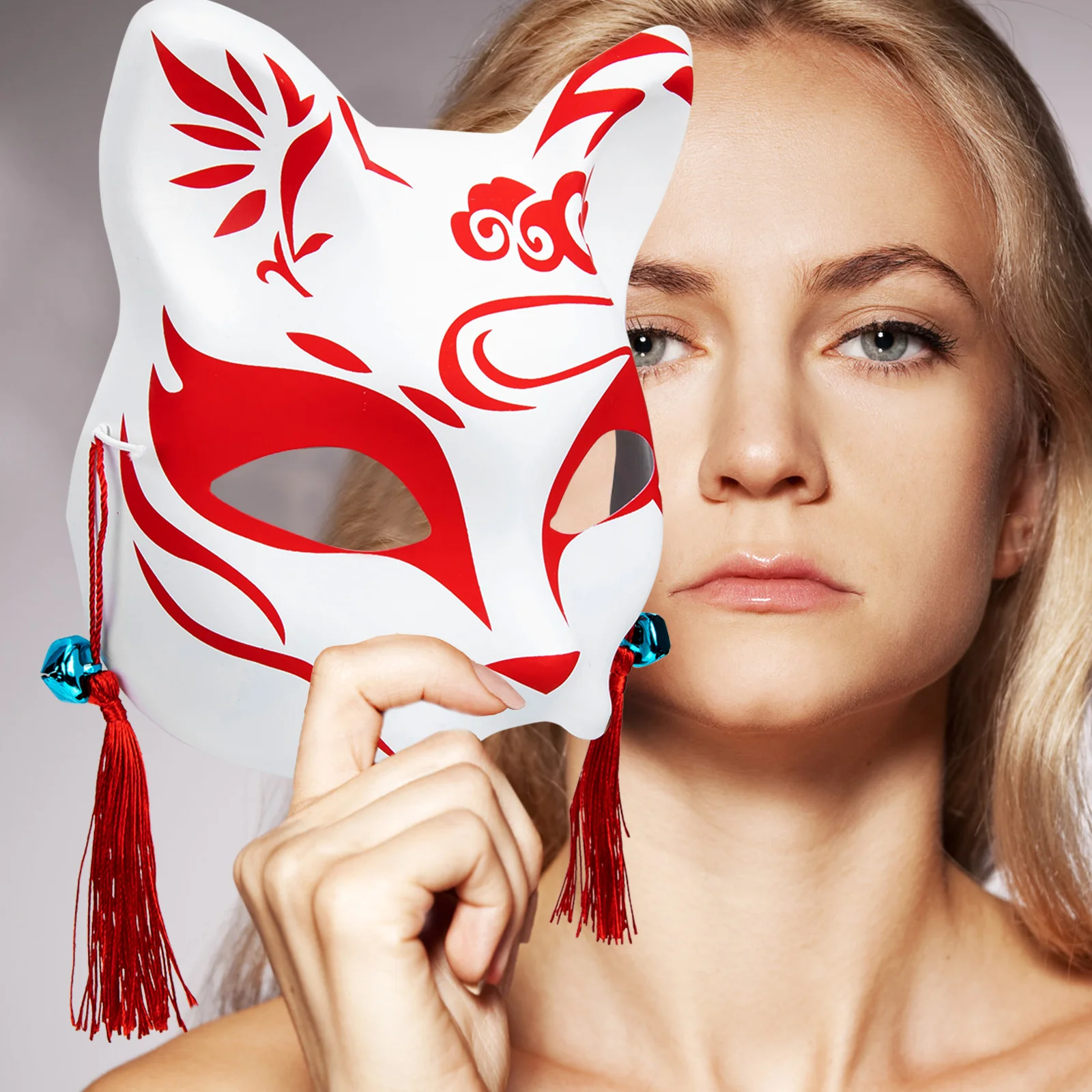 2pcs Fox Mask Delicate Half Face Reusable Animal Party Festival Accessory Portable Japanese Style Decorative Masquerade