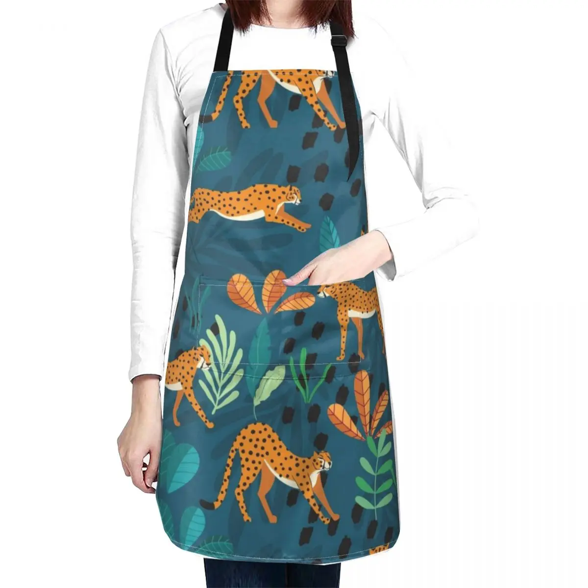 Jungle Cheetah Pattern Apron Kitchen Front kitchen and home Hairdressing Apron