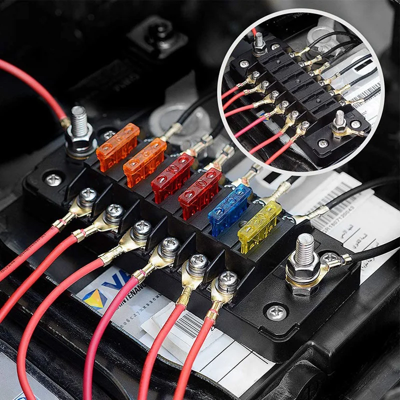 6 Way Fuse Block Blade Fuse Box With Negative Bus - ATC/ATO For Boat Yacht Vehicle Auto RV Car Trailer Truck SUV