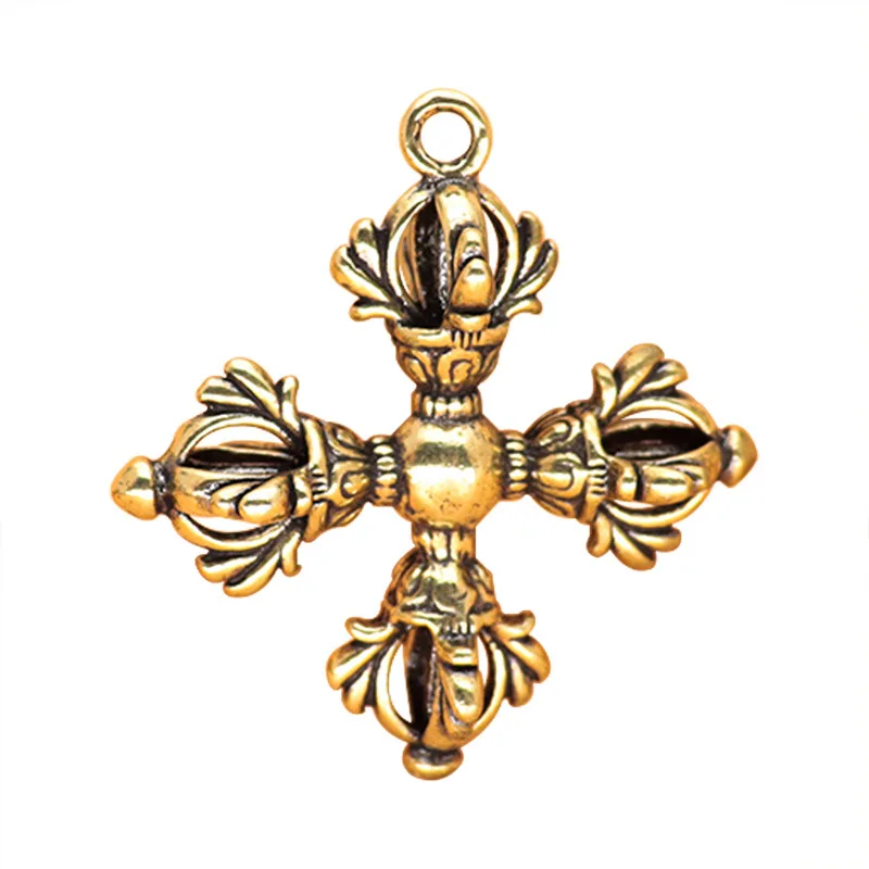 New Year's Day Cross Diamond Keychain Pendant Brass National Tide Halloween General Bronze