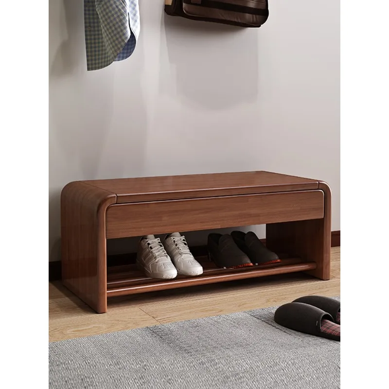 High-Quality Solid Wood Shoe Rack Bench with Storage Cabinet- Perfect for Entryway Organization