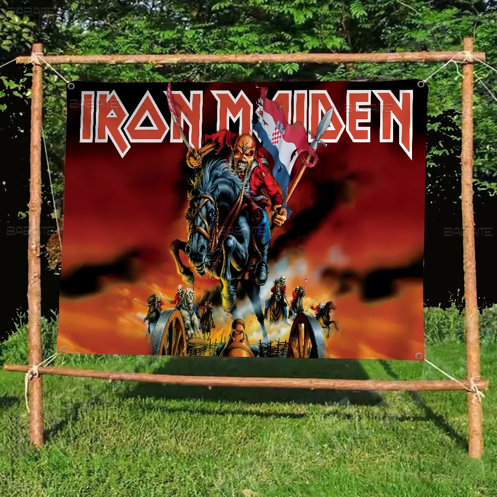 Band I-Iron M-Maiden Creative Pattern Hanging Flag Polyester Printed Banner Hand Pulled Flag