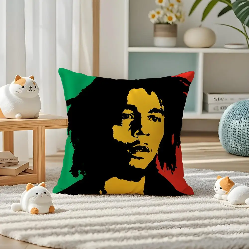 Singer B-Bob Marley Cushion Cover Pillow Case Plush Fabric Soft Double Sided Print Home Sofa High Quality Cushion