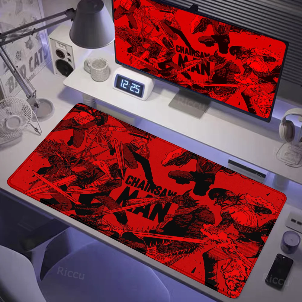 Chainsaw Man Anime High Definition Printing Computer Mouse Pad, tamanho grande, borda de bloqueio, acessórios para jogos, muitas pessoas gostam